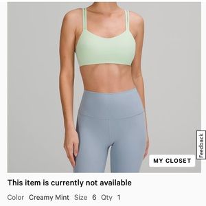 Lululemon Gently Used Creamy Mint Like a Cloud Bra B/C Cup: Size 6!